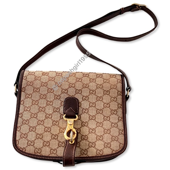 Vintage 1970s Gucci Ophidia Canvas monogram leather Flap accordion shoulder bag - Picture 8 of 16